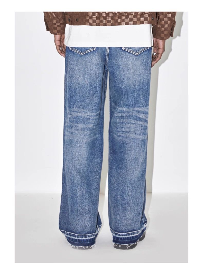 【ユニセックス】ストレートワイドデニムパンツ