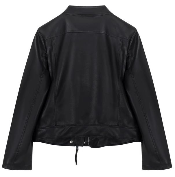 モード系ファッション【S〜XL対応】春秋スタンドカラーPUレザージャケット｜艶とハリで仕立てるミニマルモードアウター