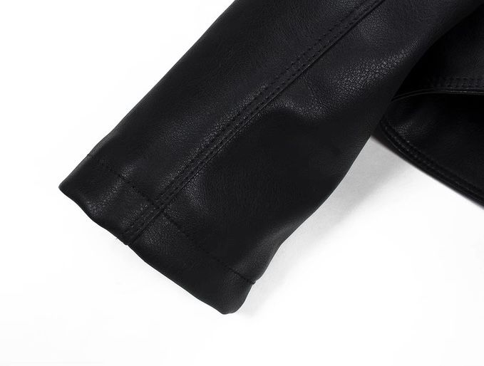 モード系ファッション【S〜XL対応】春秋スタンドカラーPUレザージャケット｜艶とハリで仕立てるミニマルモードアウター