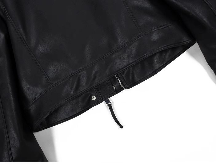 モード系ファッション【S〜XL対応】春秋スタンドカラーPUレザージャケット｜艶とハリで仕立てるミニマルモードアウター