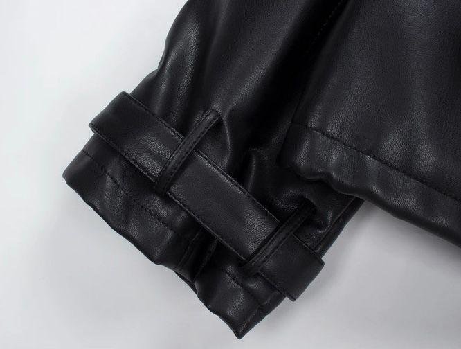 モード系ファッション 春夏【S〜M対応】フェイクレイヤード仕様 フーディ付きフェイクレザーブルゾン