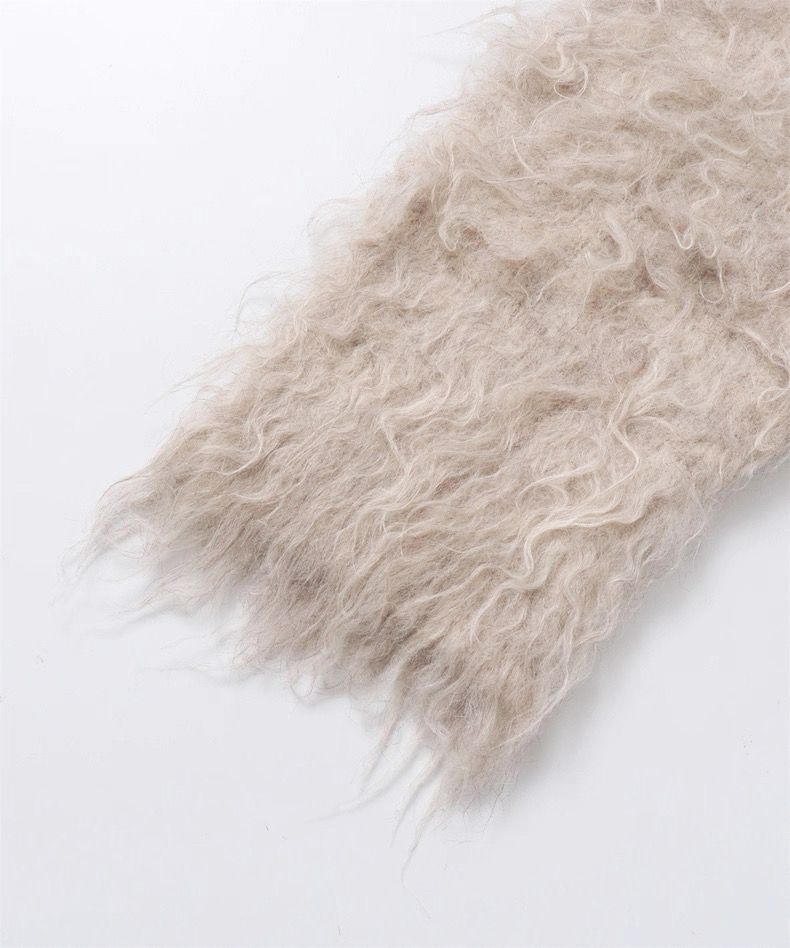 モード系ファッション【極上の存在感】Vネック シャギーヤーン ニットカーディガン（ゆったりサイズ）