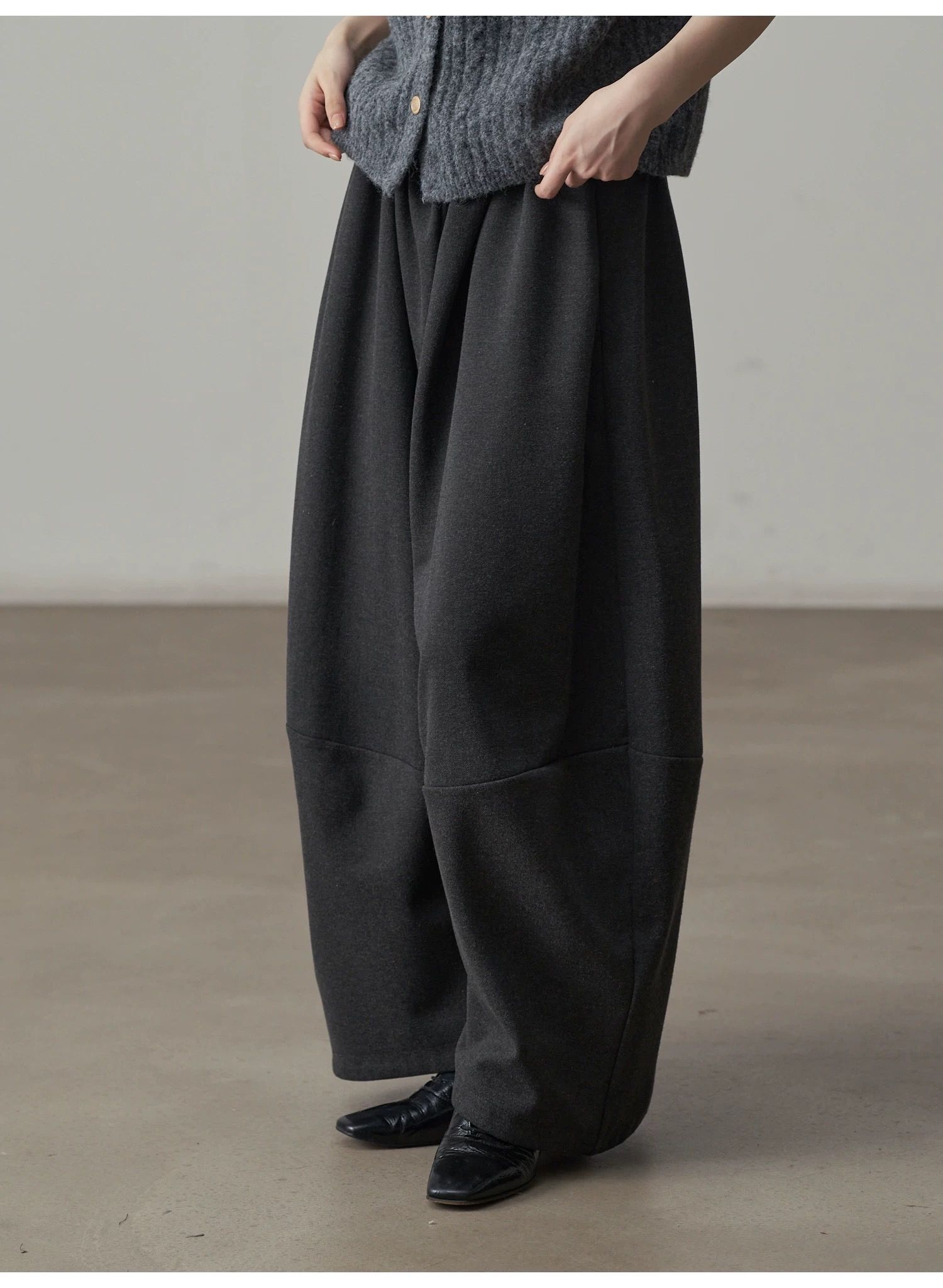 モード系ファッション【フリーサイズ】ふんわり丸みシルエットワイドパンツ／カフェブラウン