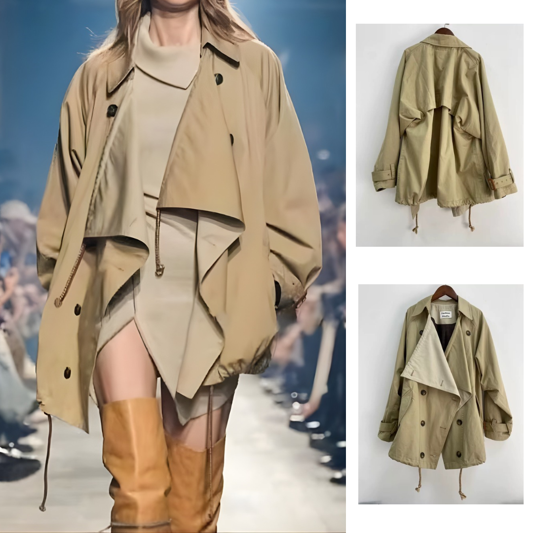 モード系ファッション ドレープデザインオーバーサイズトレンチコート
