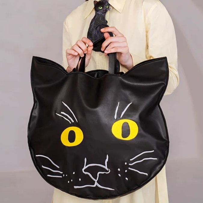 モード系ファッションブラックキャットデザインバッグ