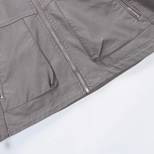 モード系 【M〜XL】フェイクレザー×フーディ切替ショートアウター