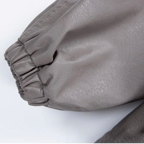 モード系 【M〜XL】フェイクレザー×フーディ切替ショートアウター