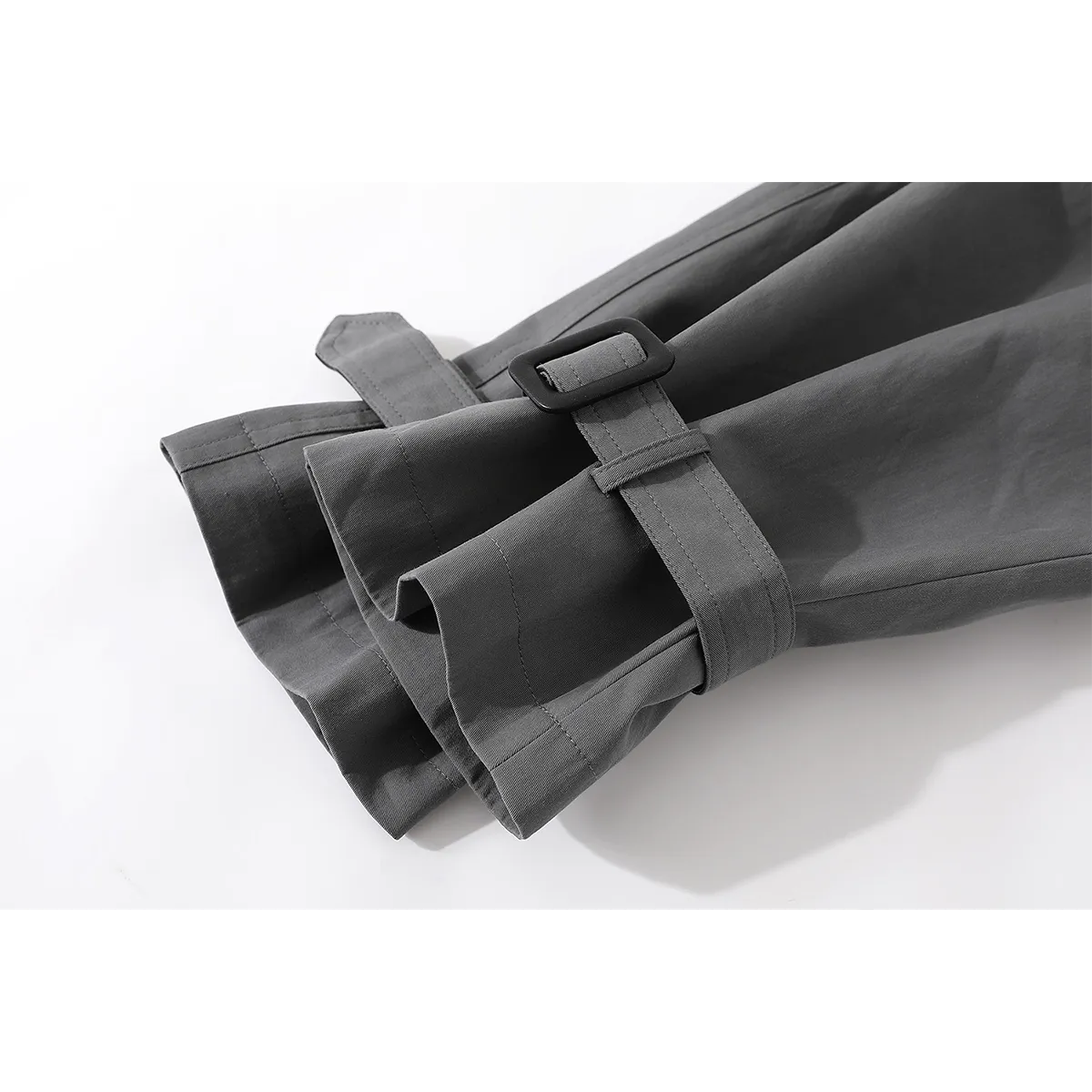 モード系 【M〜XL相当】異素材カラー切替 襟付きトレンチ風ロングアウター