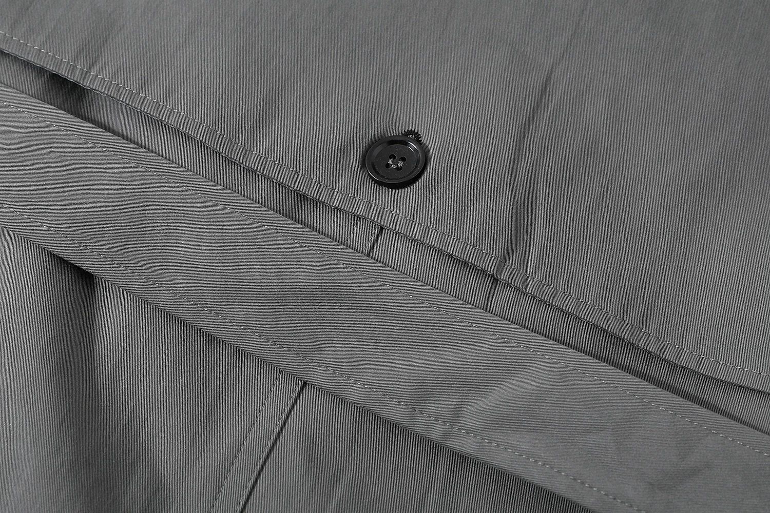 モード系 【M〜XL相当】異素材カラー切替 襟付きトレンチ風ロングアウター