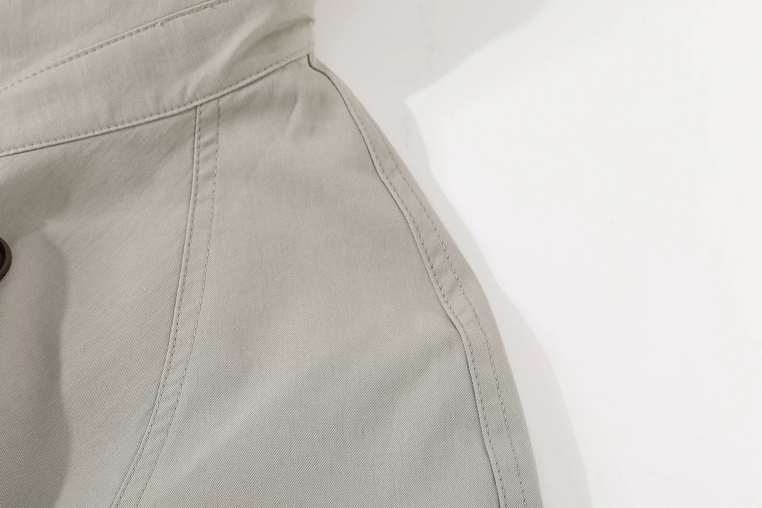 モード系 【M〜XL相当】異素材カラー切替 襟付きトレンチ風ロングアウター