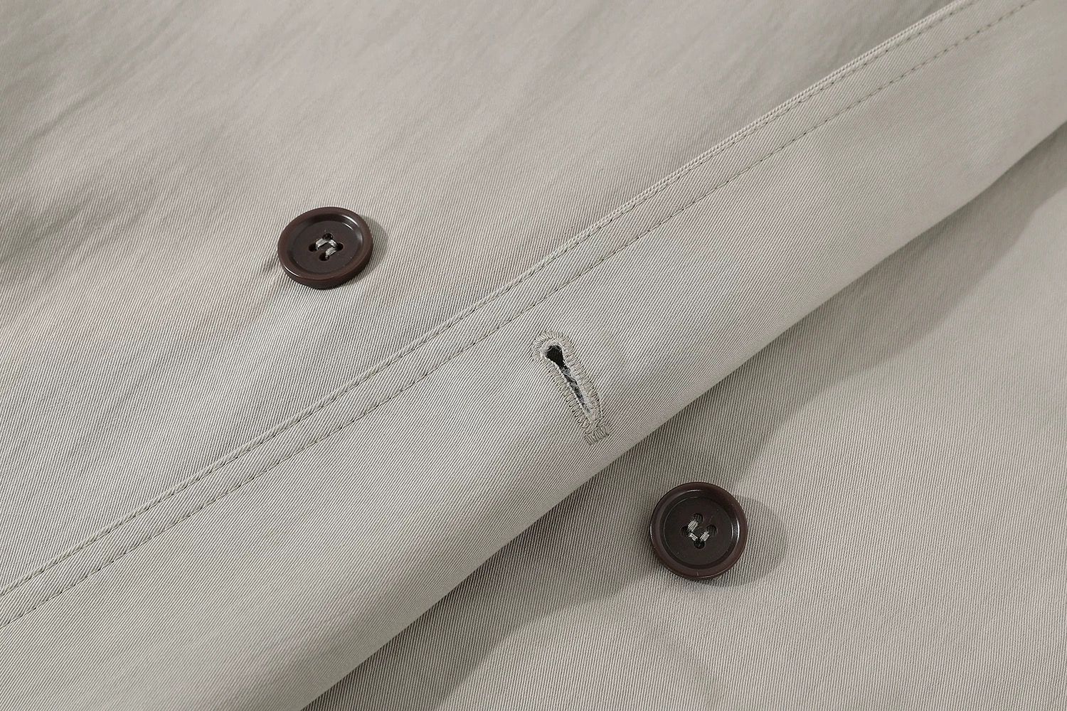 モード系 【M〜XL相当】異素材カラー切替 襟付きトレンチ風ロングアウター