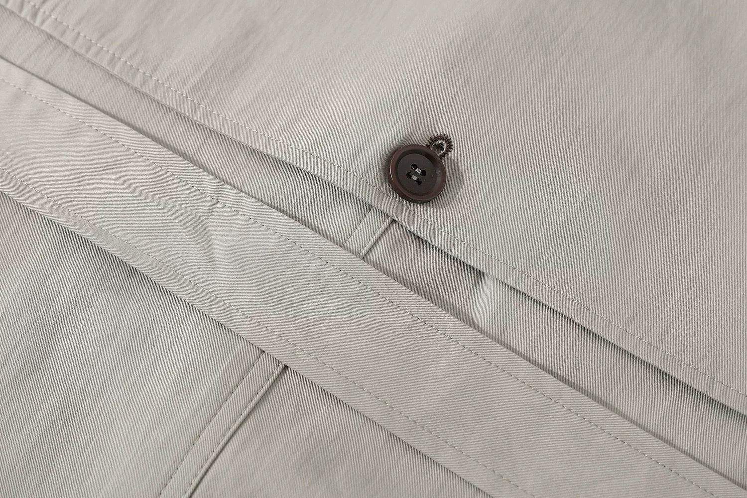 モード系 【M〜XL相当】異素材カラー切替 襟付きトレンチ風ロングアウター