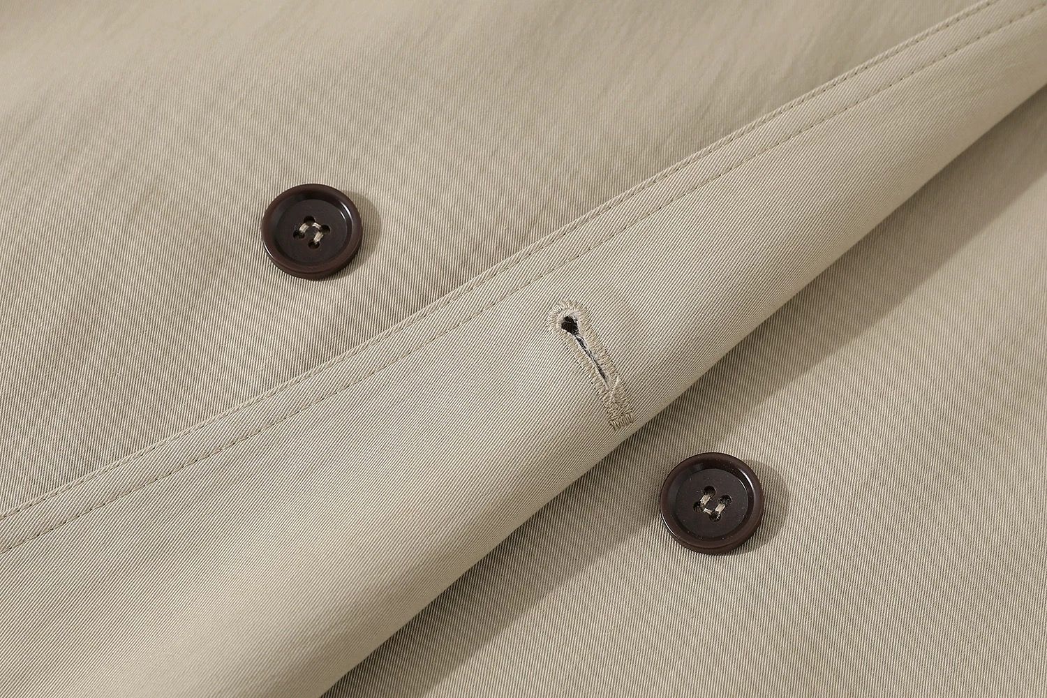 モード系 【M〜XL相当】異素材カラー切替 襟付きトレンチ風ロングアウター