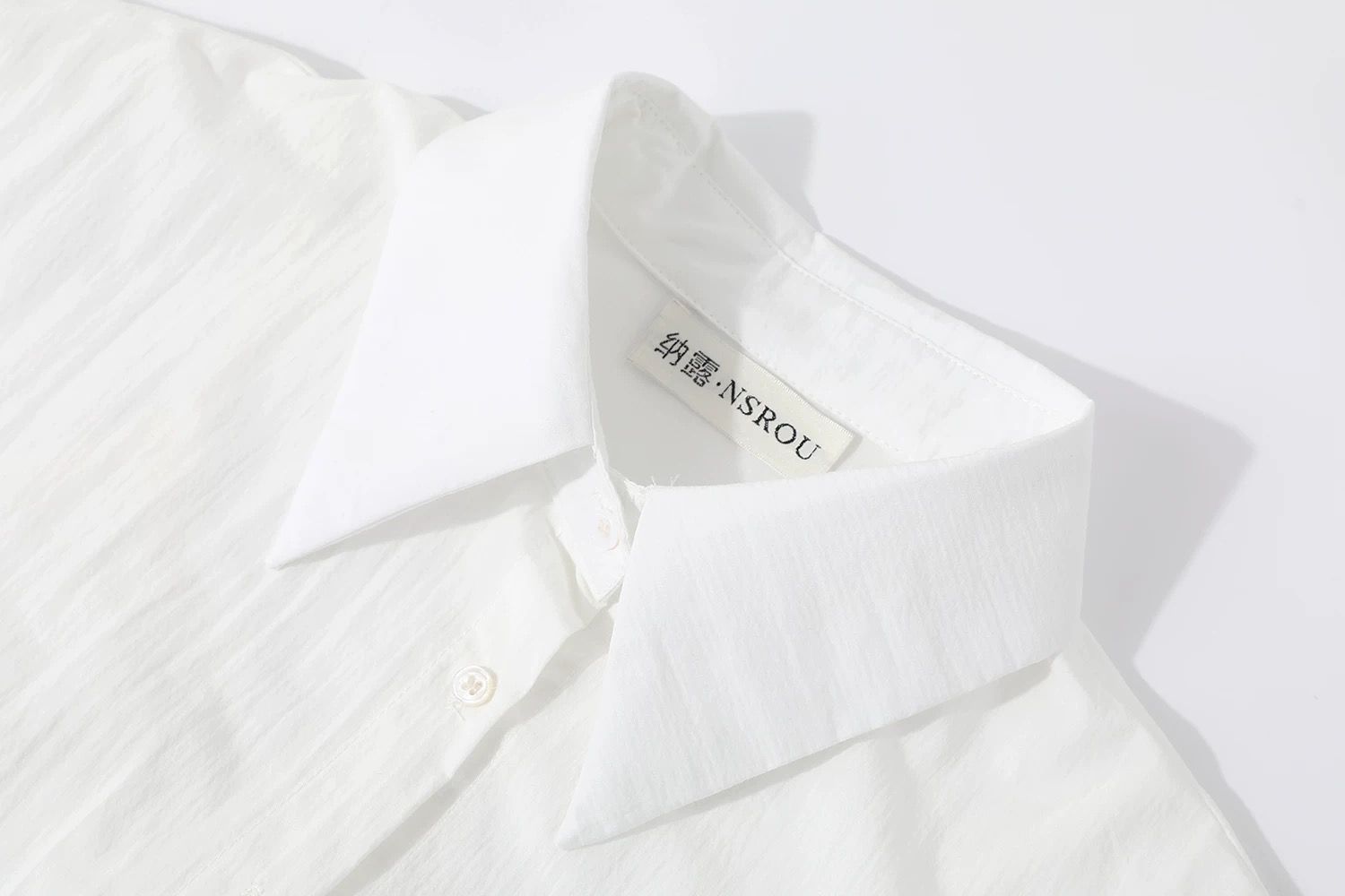 モード系 【レースインナー付き 変形レイヤードシャツアウター（ホワイト／ブラック）】