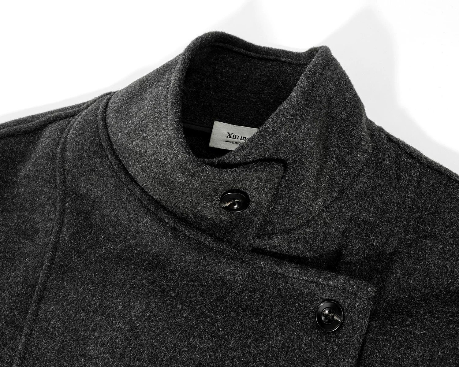 モード系 【S〜L展開】ウールライク ミドル丈ダブルアウター＋ショルダーバッグセット