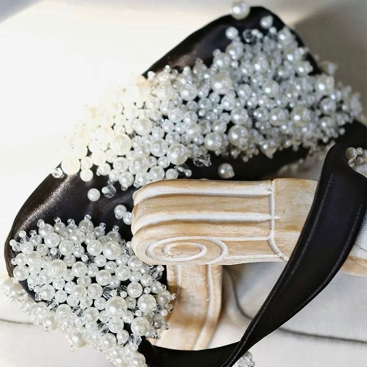 モード系 パール装飾ミニハンドバッグ