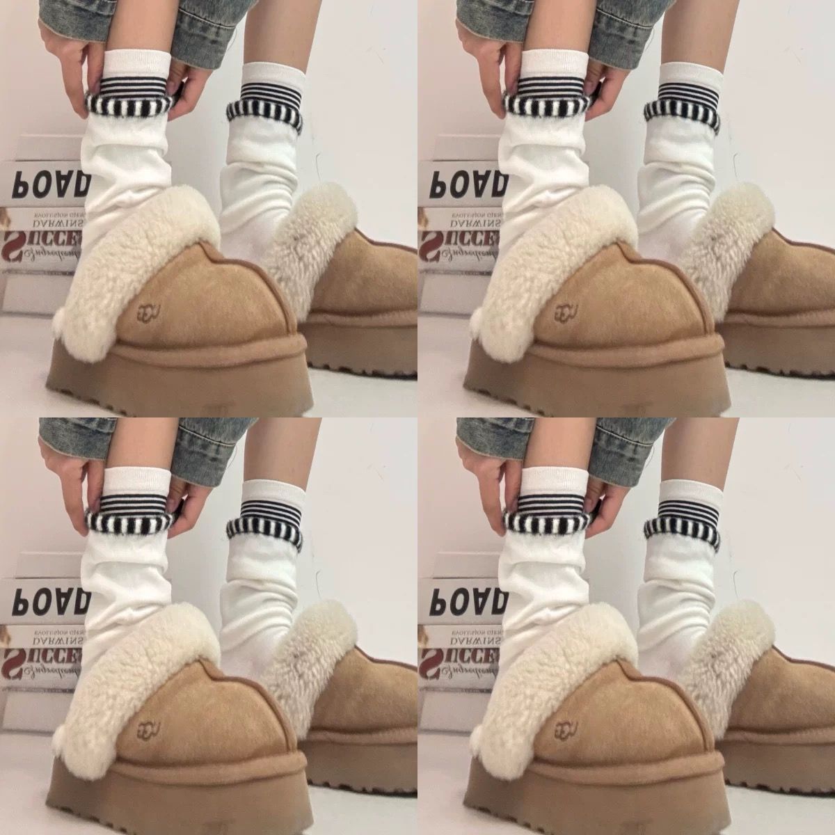 【1点無料】ライン×フリンジ切替ルーズソックス｜モード系レディース靴下・オールシーズン対応