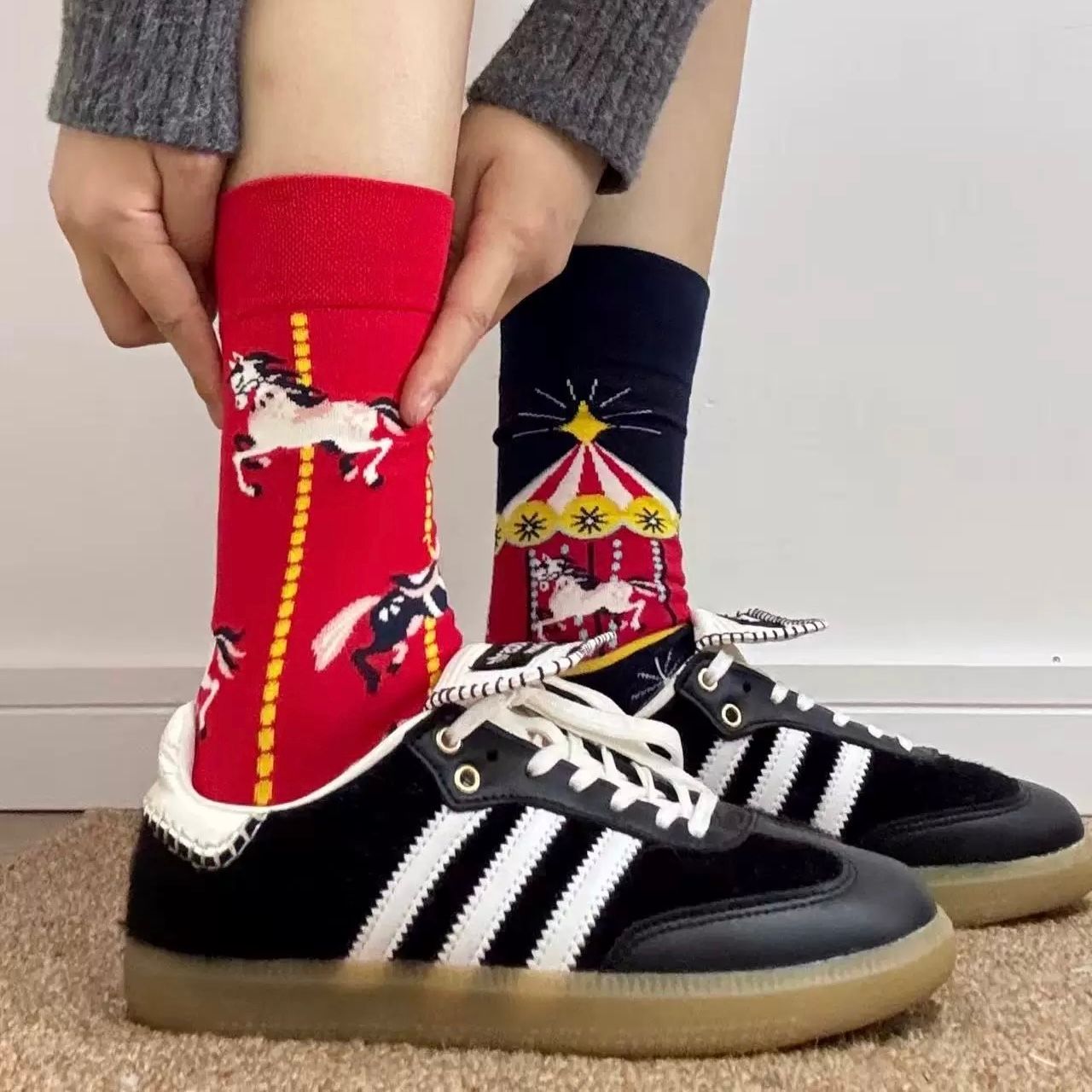 【1点無料】2026年アートプリントデザインソックス｜レディース モード柄ソックスセット