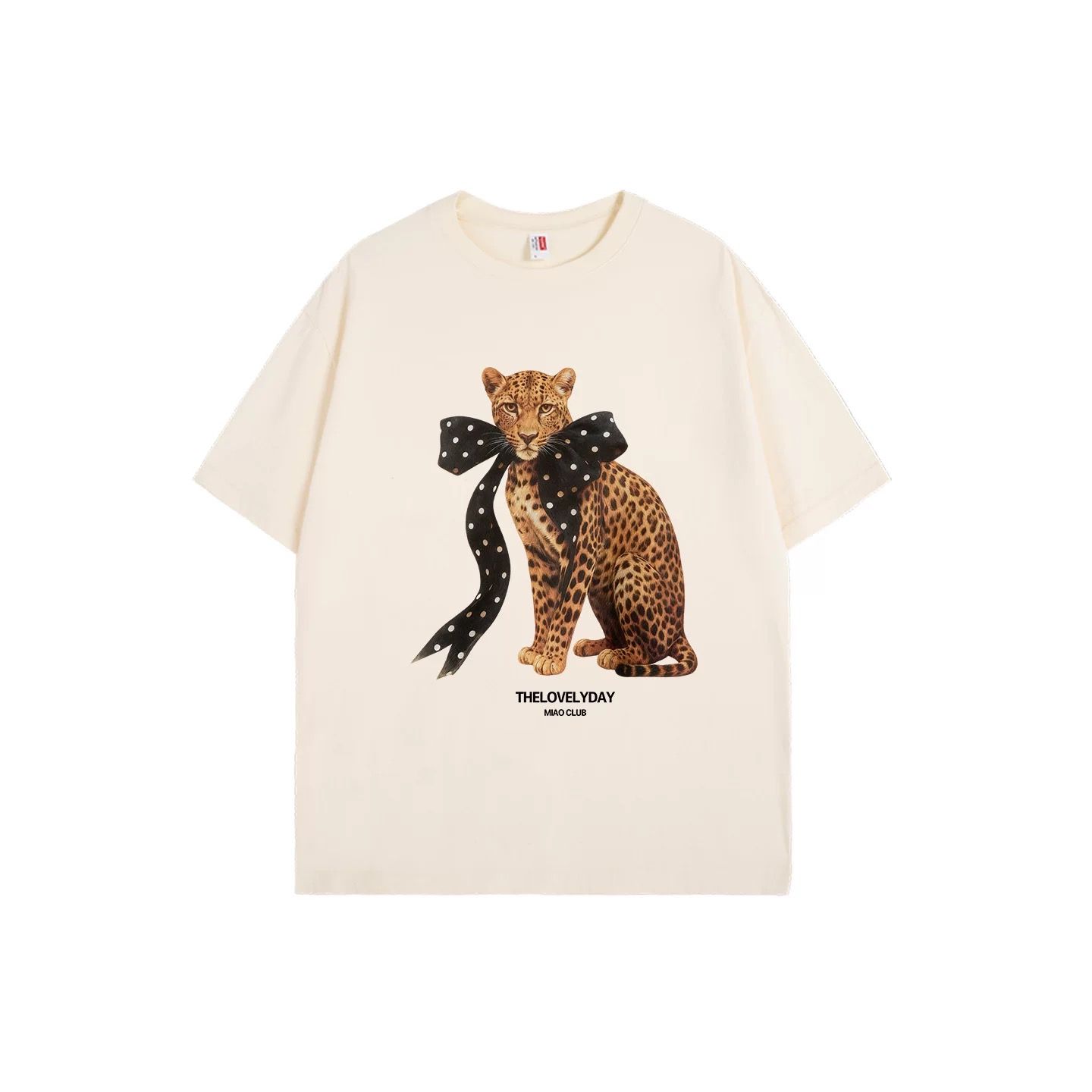 モード系 【S〜XL対応】ヒョウプリント ライトカラー半袖Tシャツ