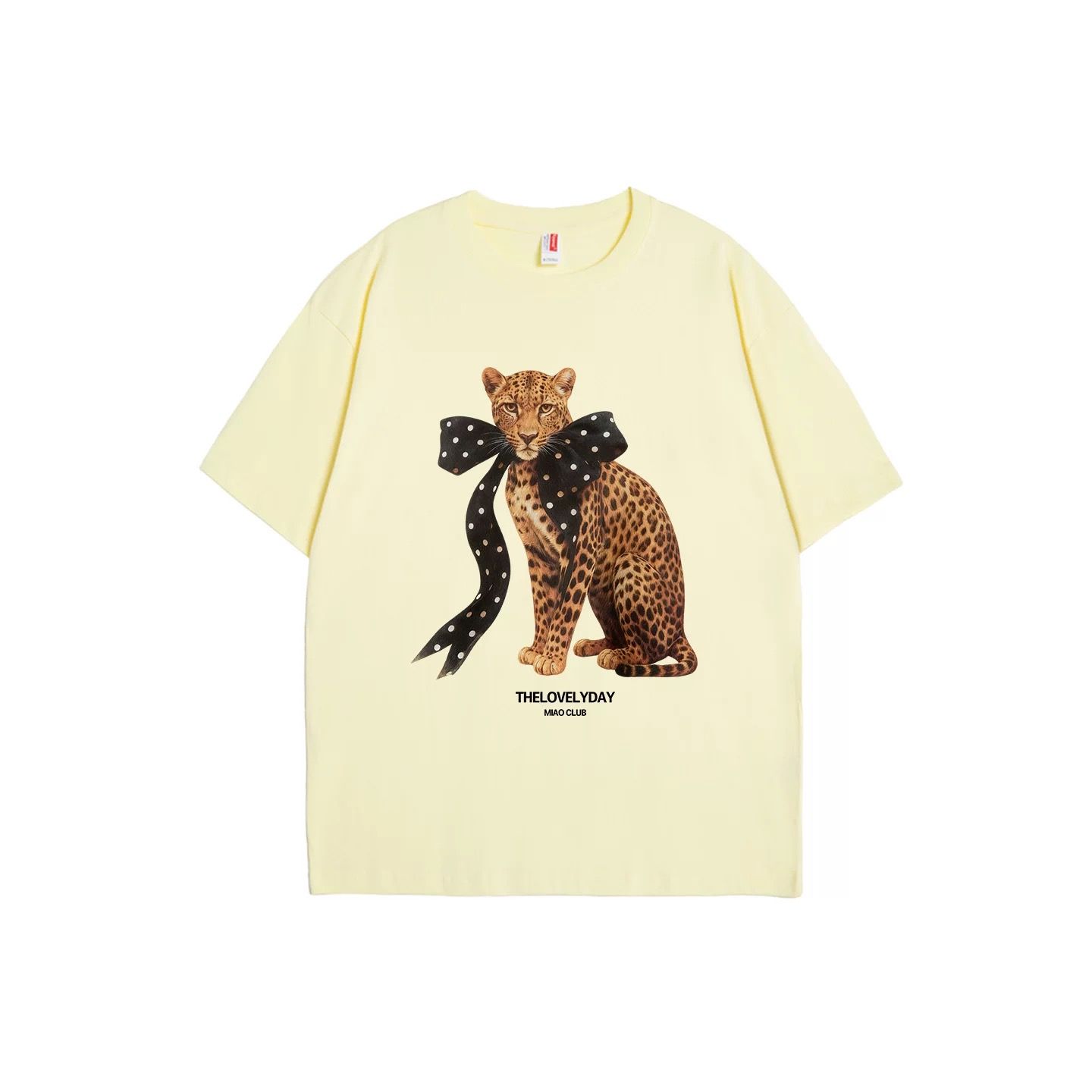 モード系 【S〜XL対応】ヒョウプリント ライトカラー半袖Tシャツ