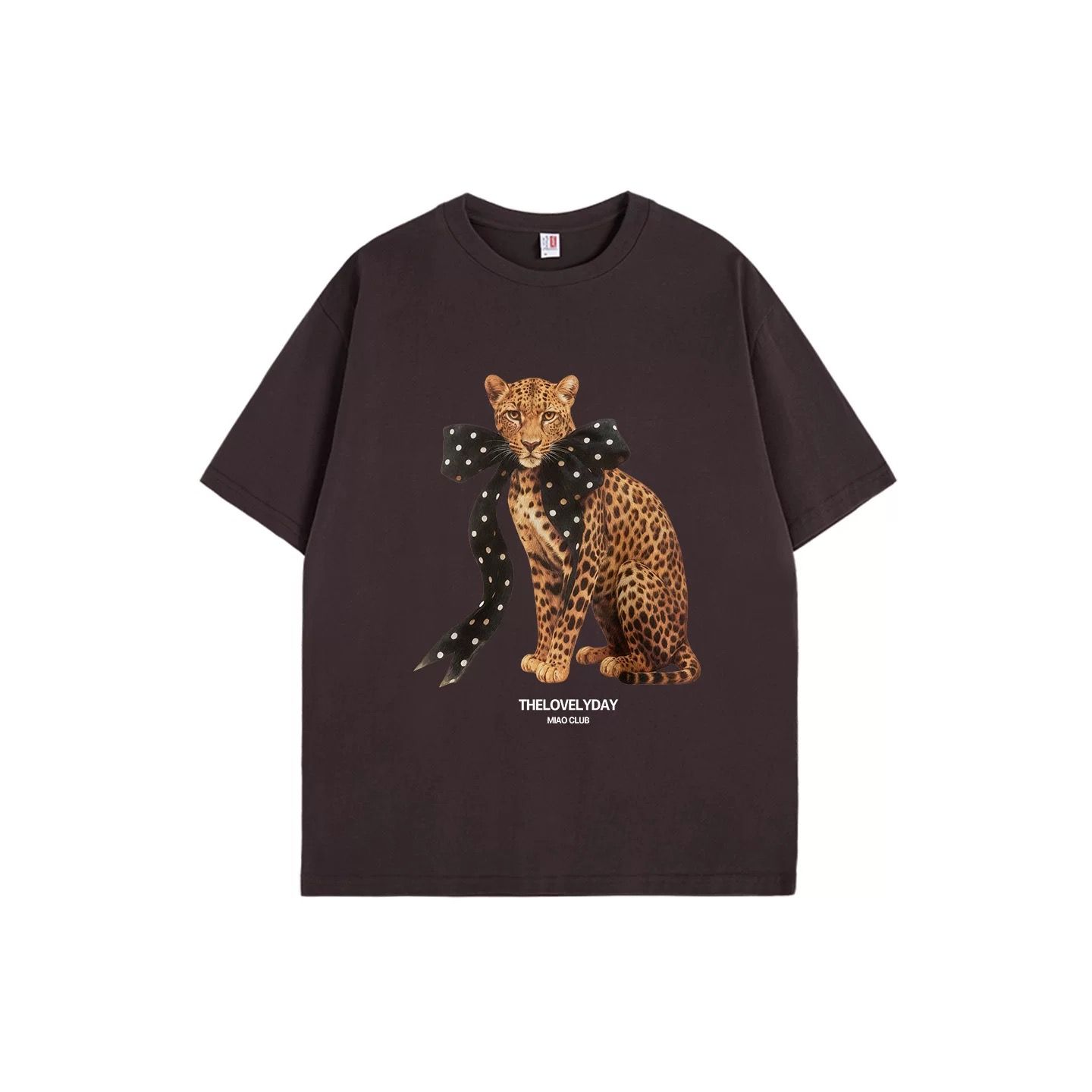 モード系【S〜XL対応】ヒョウプリント ダークカラー半袖Tシャツ