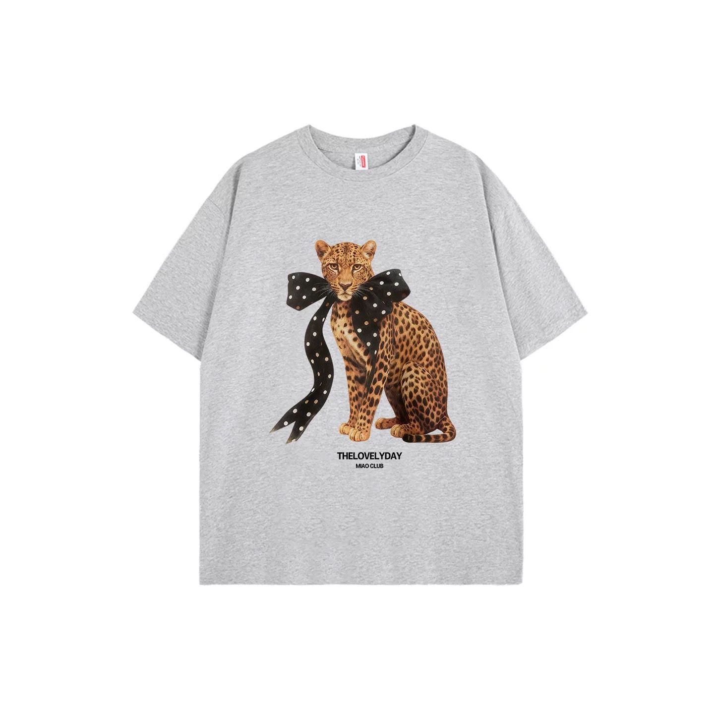 モード系【S〜XL対応】ヒョウプリント ダークカラー半袖Tシャツ