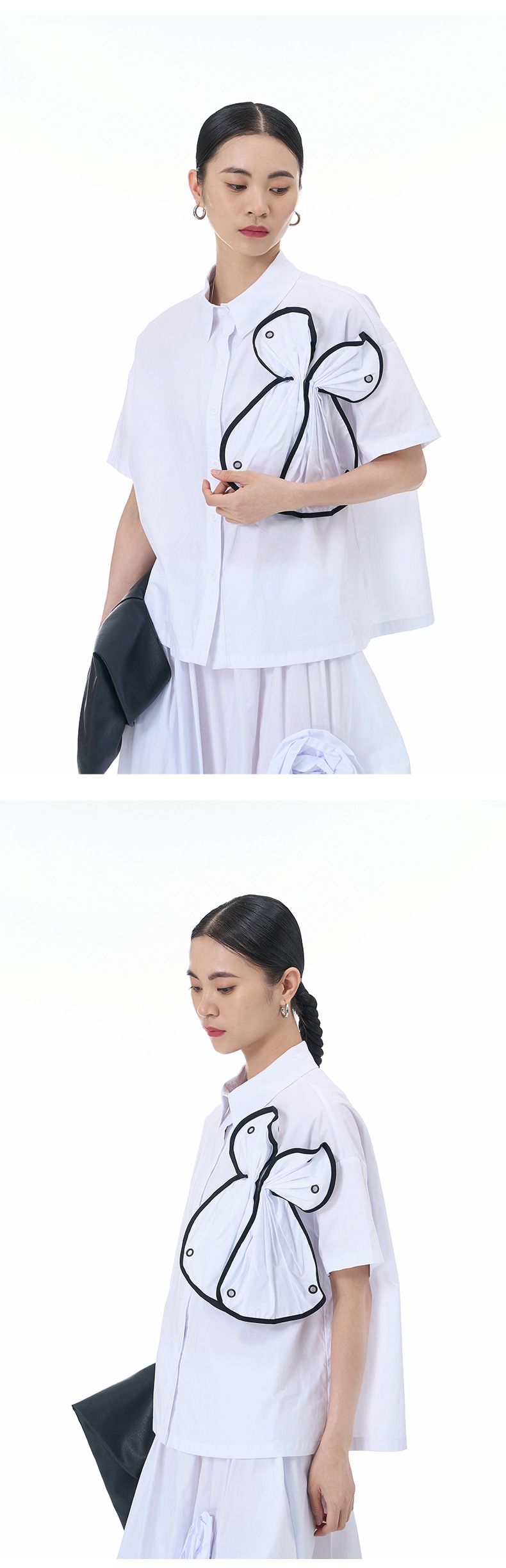 モード系 【立体フリルで魅せる】アシンメトリーフリルシャツブラウス（全5色）