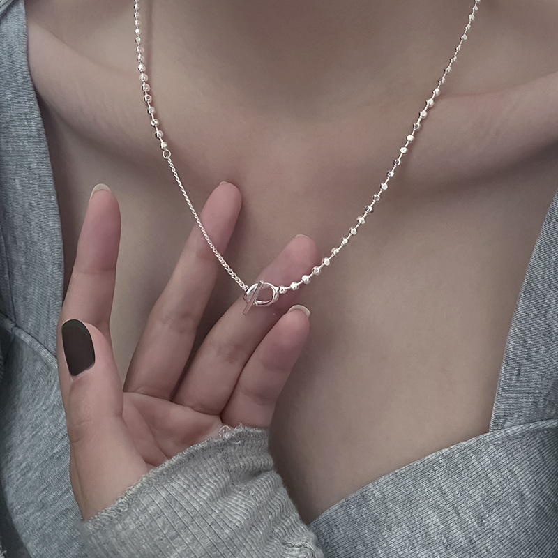 モード系 【S925】2wayトグルチェーン×ボールチェーン シルバーネックレス