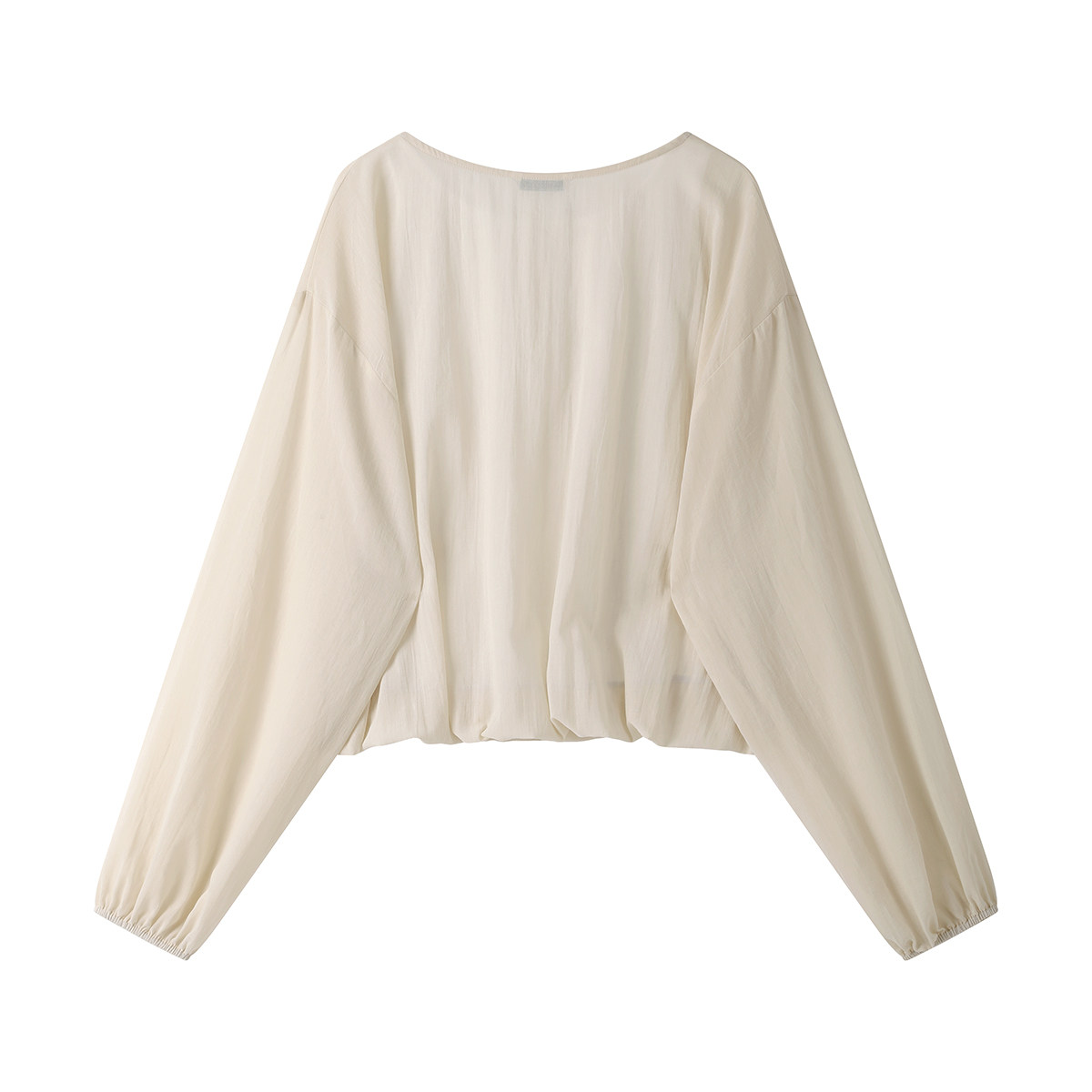 モード系 【M〜3XL対応】シアー×カットソードッキング Vネックトップス