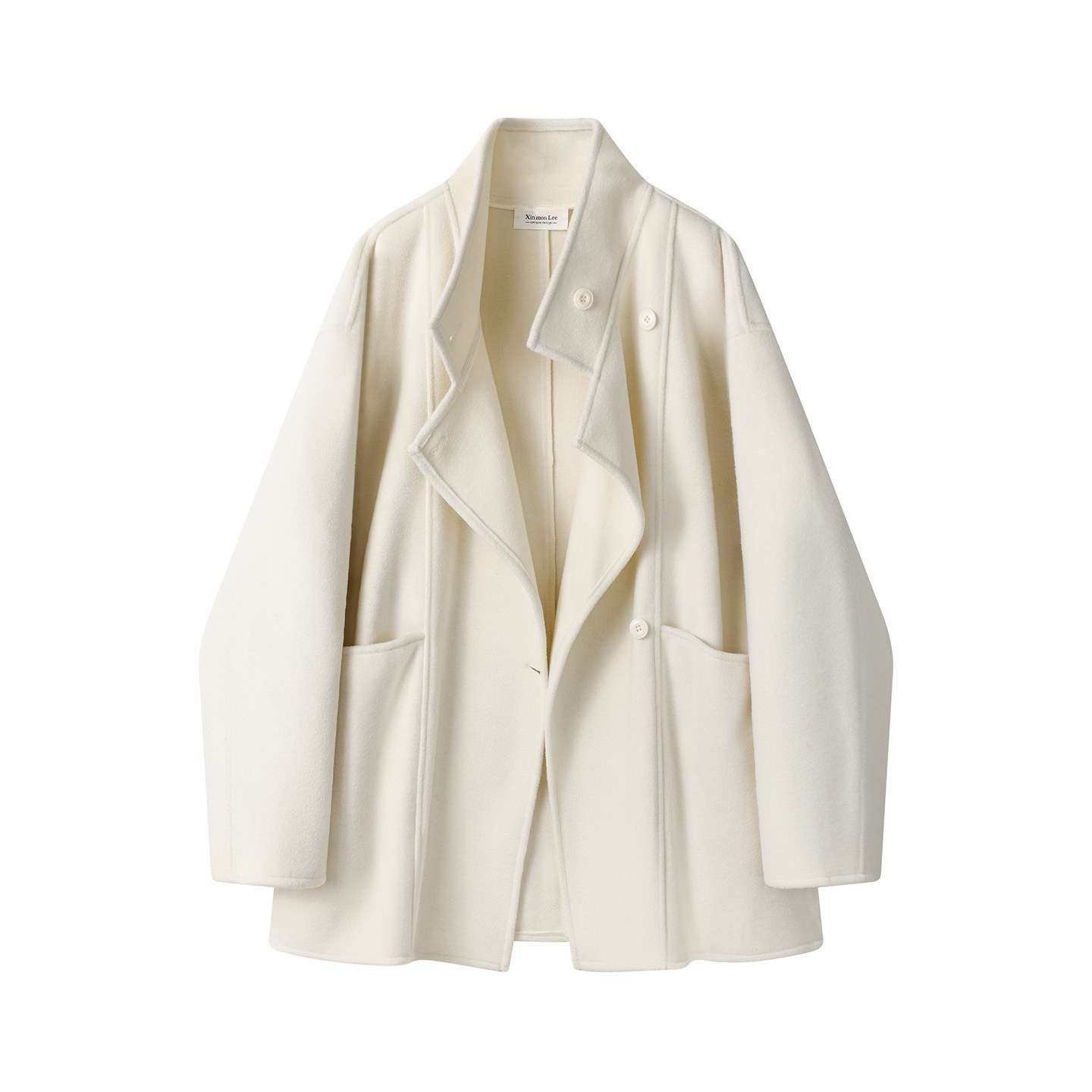 モード系 【S〜L展開】ウールライク ミドル丈ダブルアウター＋ショルダーバッグセット