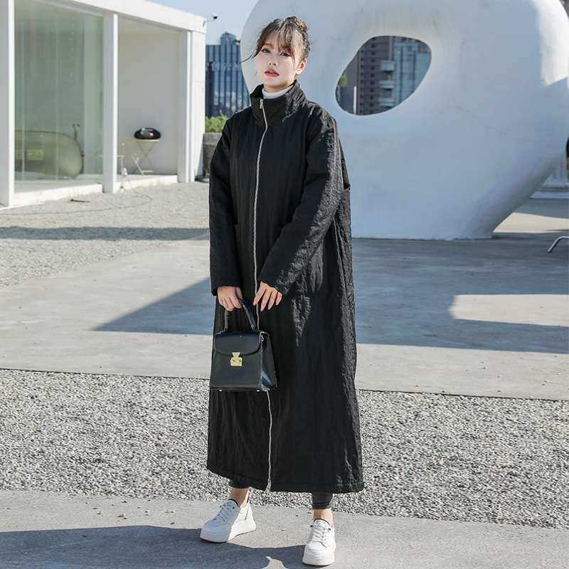 モード系ファッション ロングキルティングコート