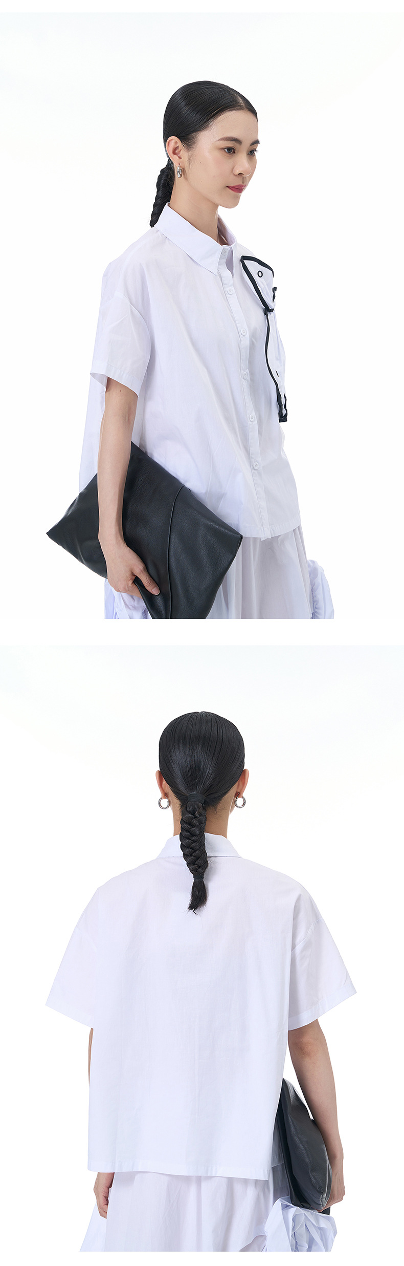 モード系 【立体フリルで魅せる】アシンメトリーフリルシャツブラウス（全5色）