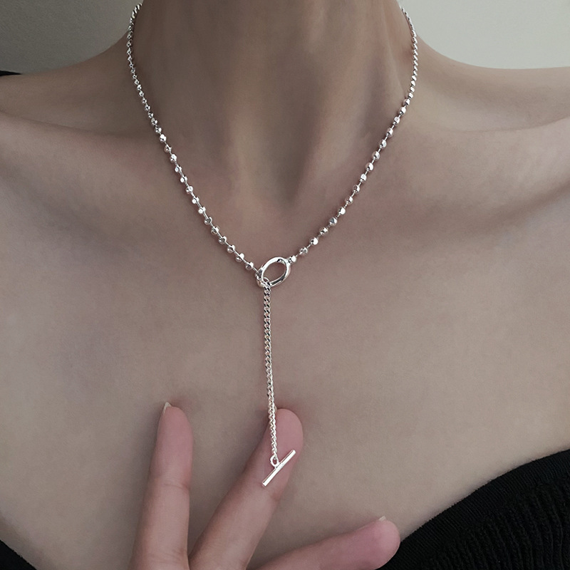 モード系 【S925】2wayトグルチェーン×ボールチェーン シルバーネックレス