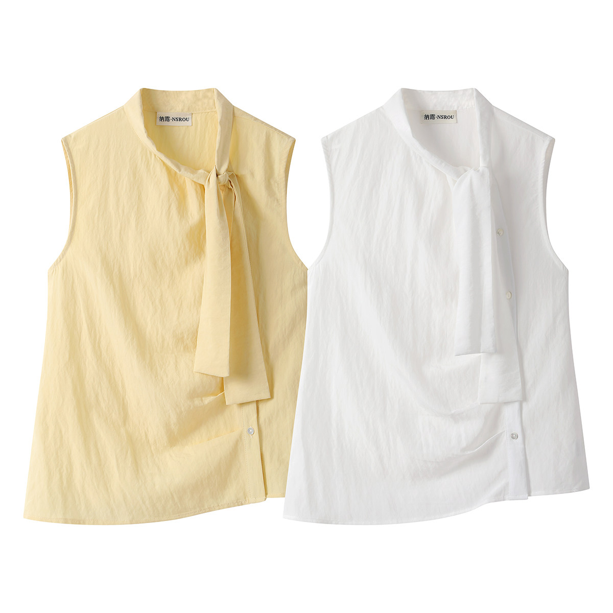 モード系 【M〜L対応】ボウタイデザイン ノースリーブトップス