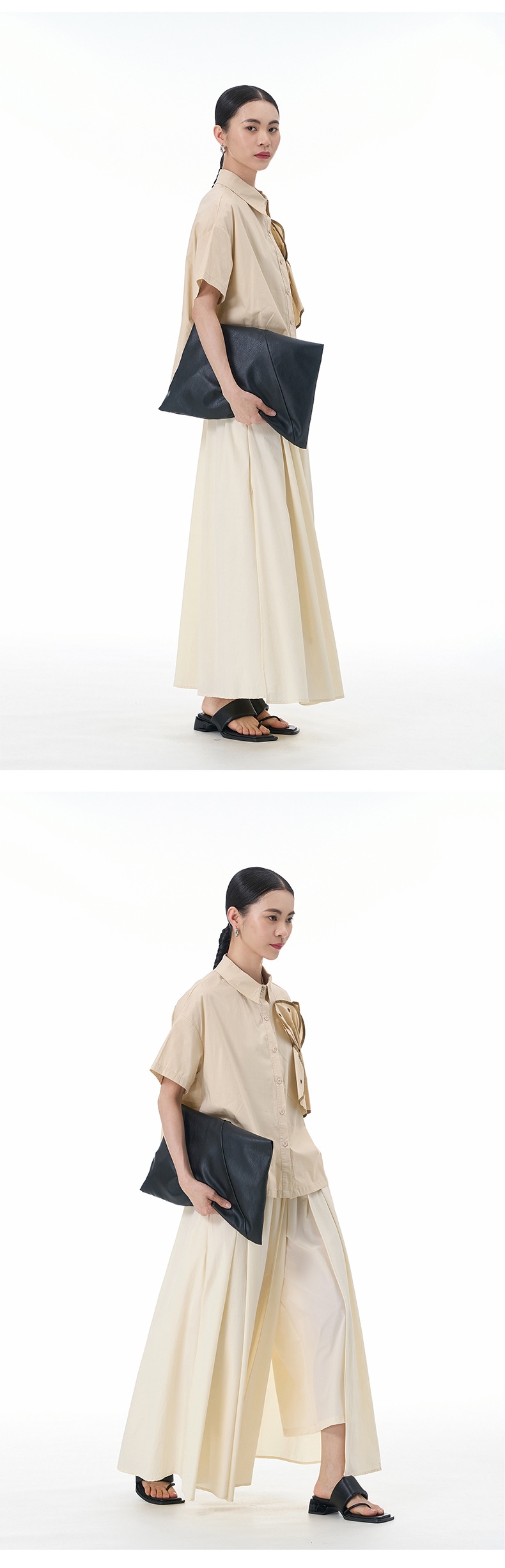 モード系 【立体フリルで魅せる】アシンメトリーフリルシャツブラウス（全5色）
