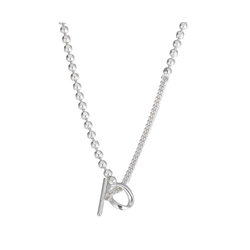 モード系 【S925】2wayトグルチェーン×ボールチェーン シルバーネックレス