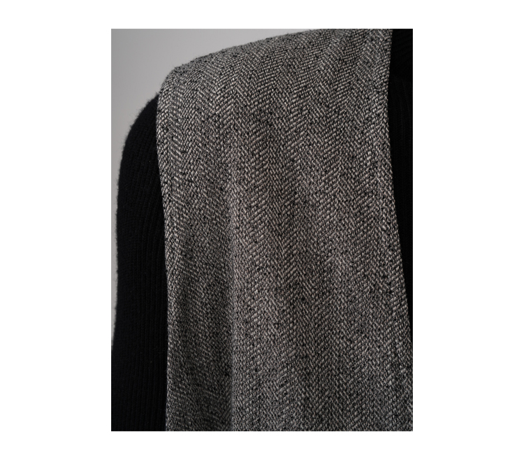 モード系 【S〜XL】深V×起毛ツイード見え フィッシュテールワンピース