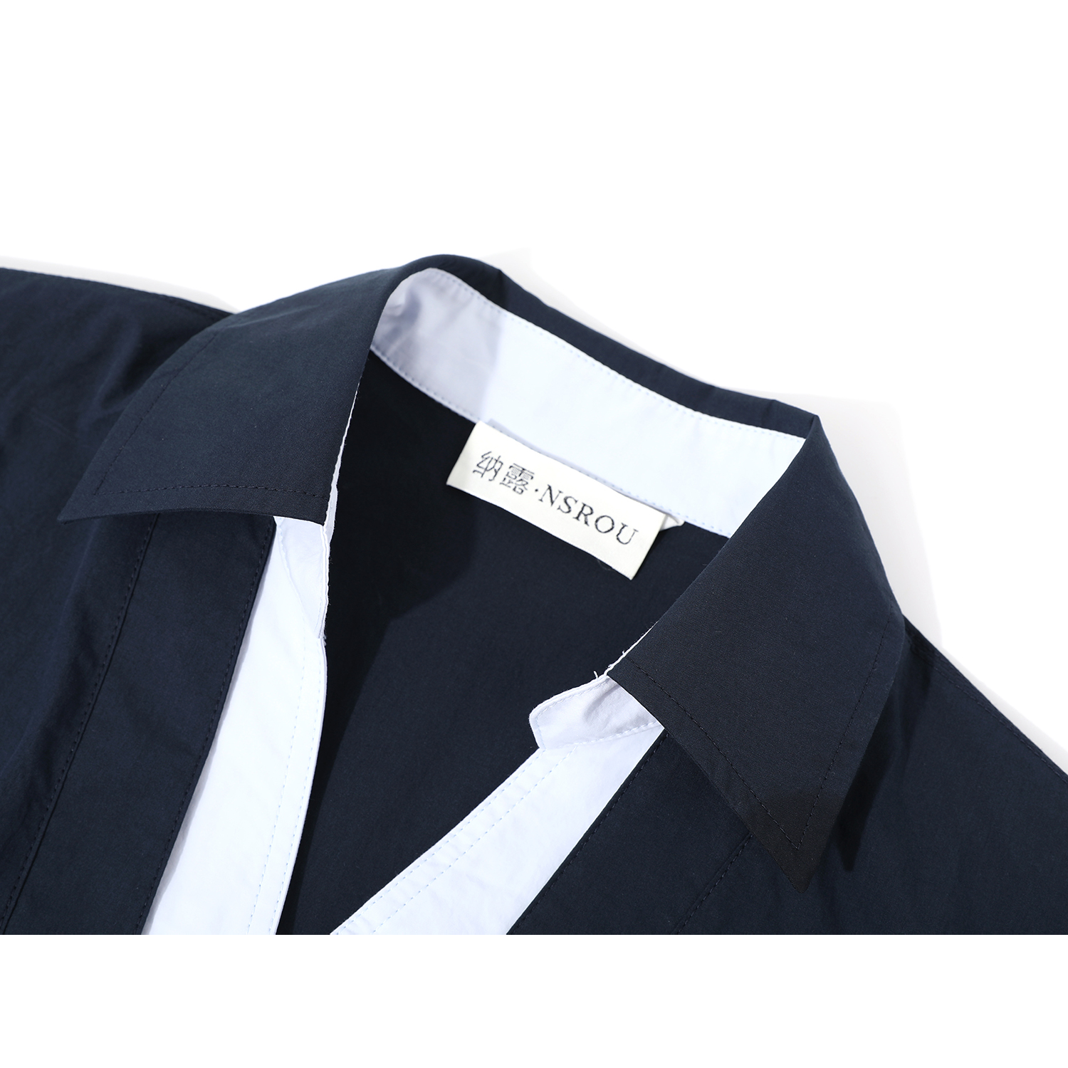 モード系 配色切替 スキッパーシャツ｜バイカラーデザイン 長袖シャツ レディース モード 通勤 オフィス