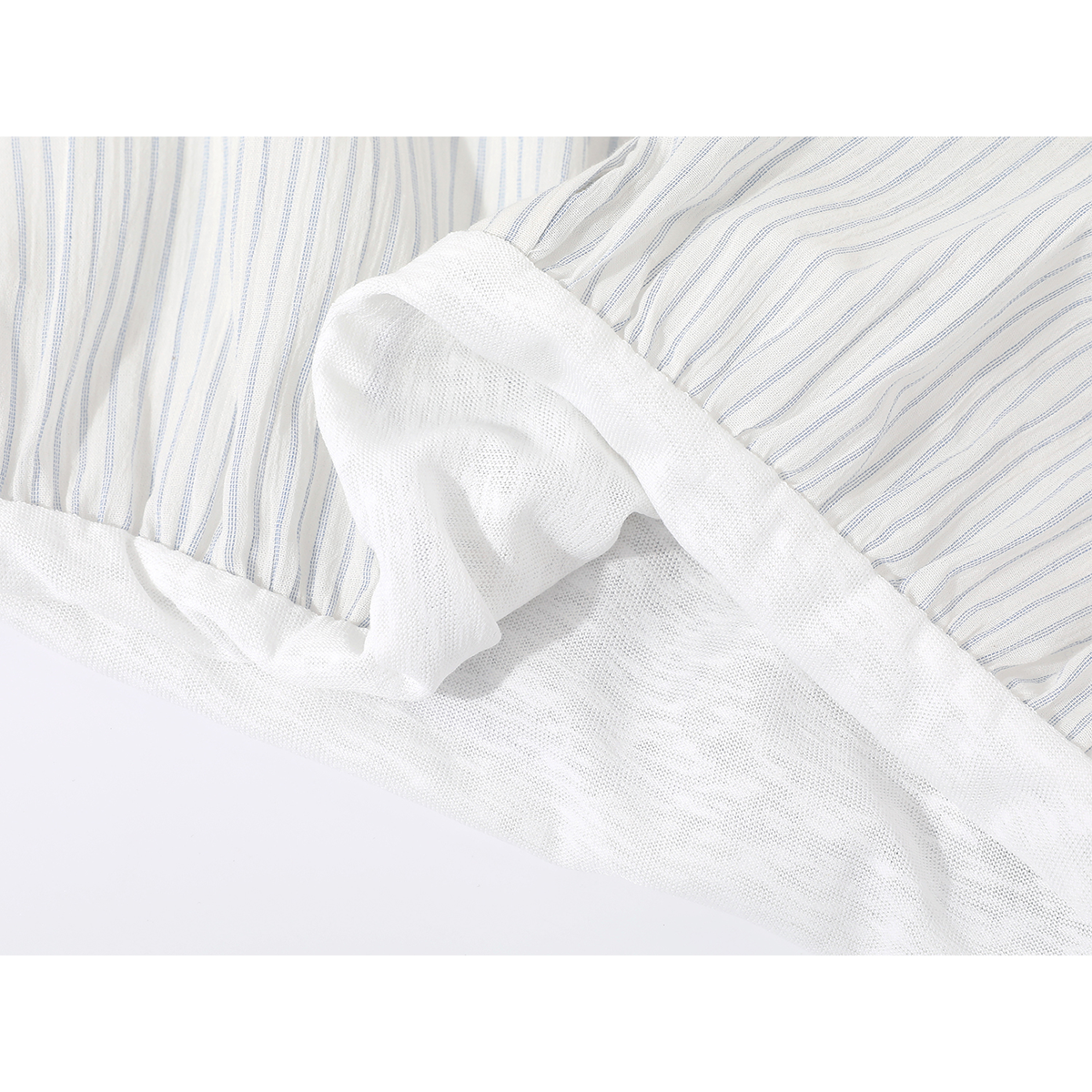 モード系 【フリーサイズ】ストライプシャツ×インナー風ドッキング ショートトップス