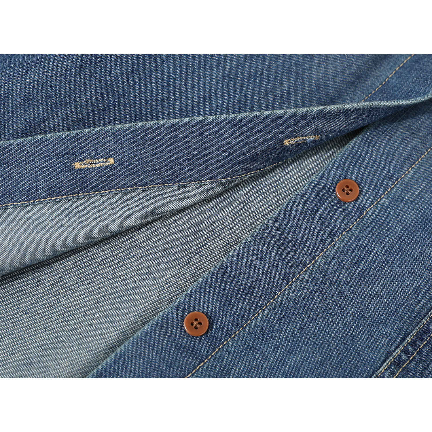 モード系 【S・M展開】リブ切替スカーフデザイン デニムシャツトップス