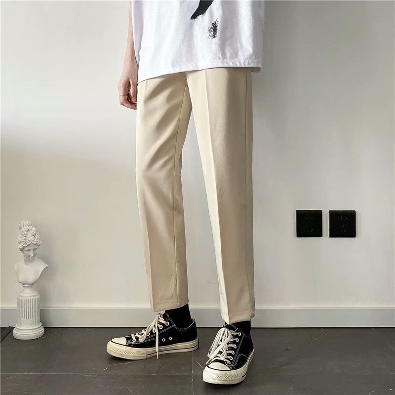 メンズカジュアルスーツ 軽量薄手九分丈スラックスパンツ紳士用春夏