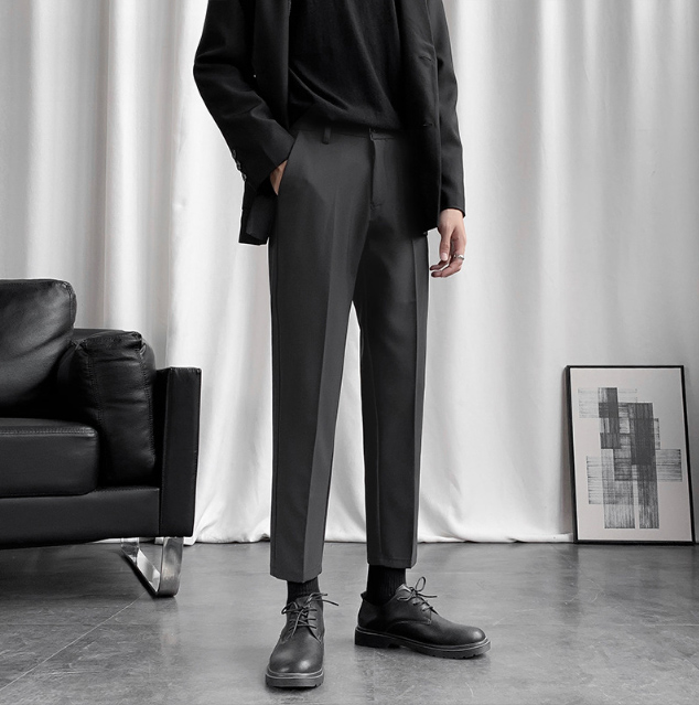 メンズカジュアルスーツ 軽量薄手九分丈スラックスパンツ紳士用春夏
