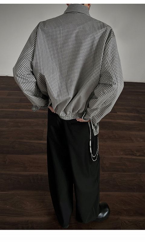 メンズカジュアルスーツ メンズ チェック柄 長袖シャツ カジュアル 秋冬