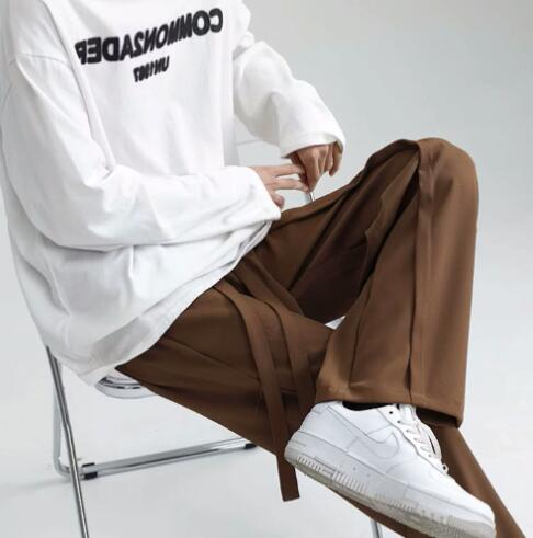 メンズカジュアルスーツ メンズワイドパンツ　ゆったりスラックス