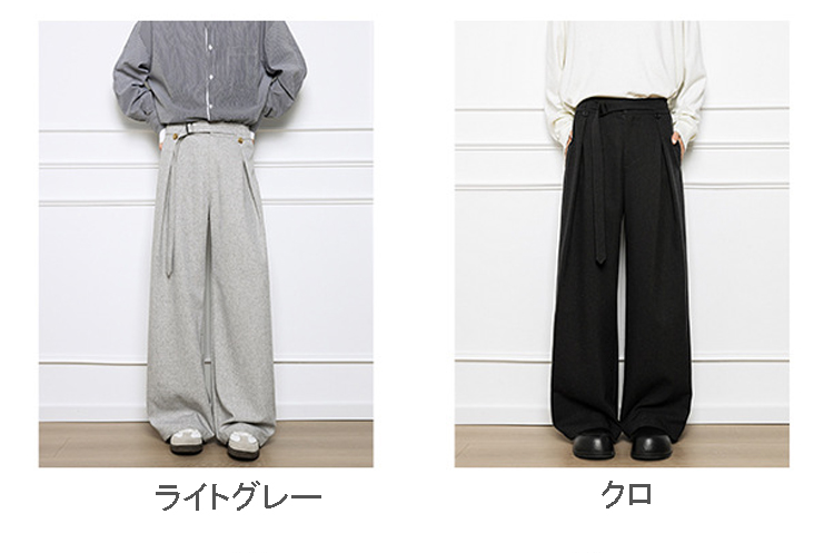 メンズカジュアルスーツ メンズ グレー ワイドパンツ タック入り カジュアル スラックス