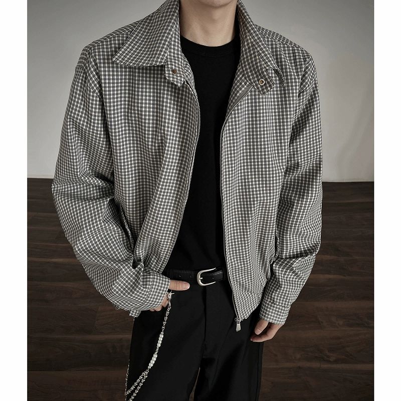 メンズカジュアルスーツ メンズ チェック柄 長袖シャツ カジュアル 秋冬