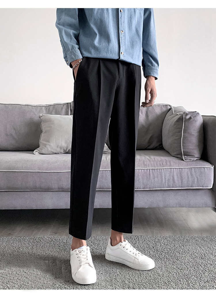 メンズカジュアルスーツ 軽量薄手九分丈スラックスパンツ紳士用春夏