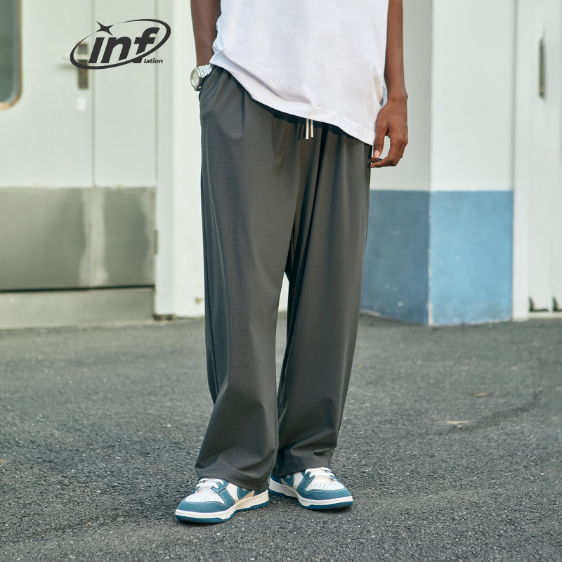 メンズカジュアルスーツ メンズ速乾ワイドパンツ 清涼感抜群春夏用スラックス