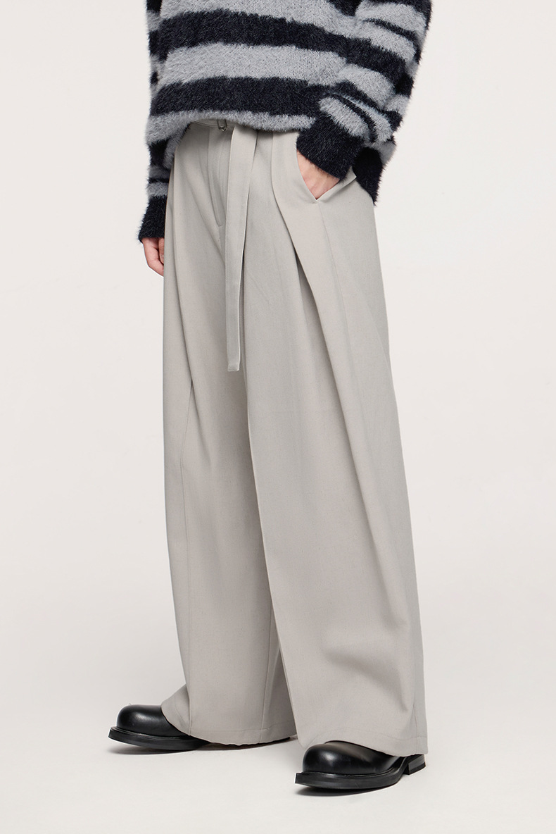 メンズカジュアルスーツ メンズ ワイドパンツ ベルト付き 秋冬 全3色