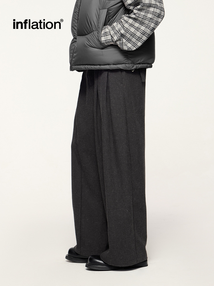 メンズカジュアルスーツ メンズ ワイドパンツ ベルト付き 秋冬 全3色